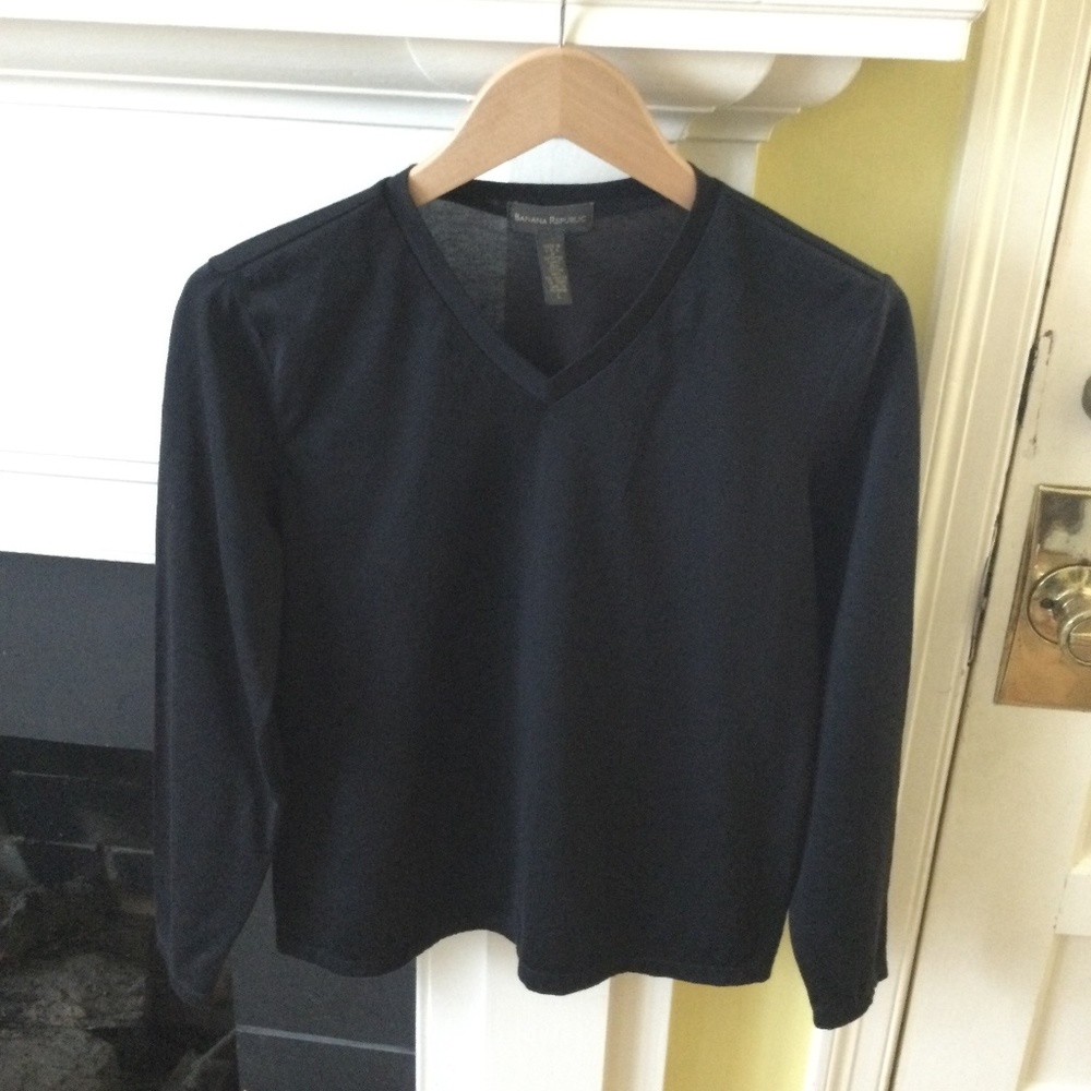 Vintage 90s Banana Republic Black V-neck Top - Size Large